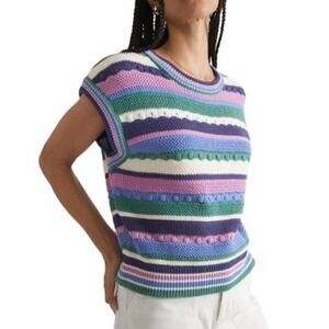 Marine Layer Rory crochet striped vest top size medium
